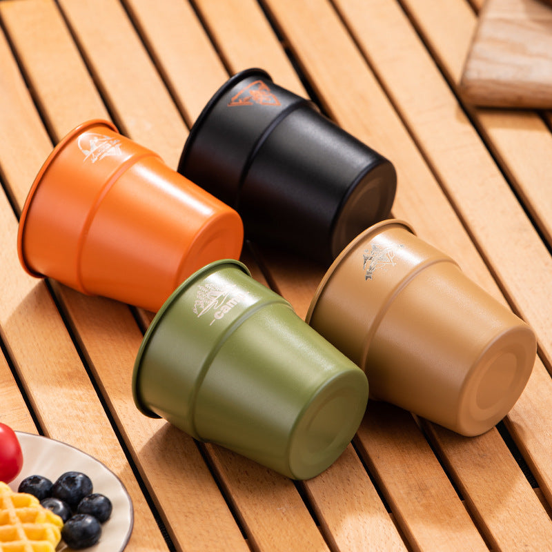 350ml Stainless Steel Camping Cup – Portable Outdoor Mug, 5 Colors + 4-Piece Set
