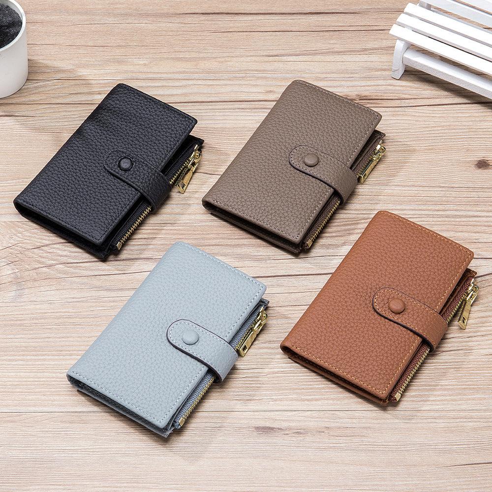 Genuine Leather Key Organizer Wallet – Compact Key Bag & Card Holder with Coin Pocket, Unisex