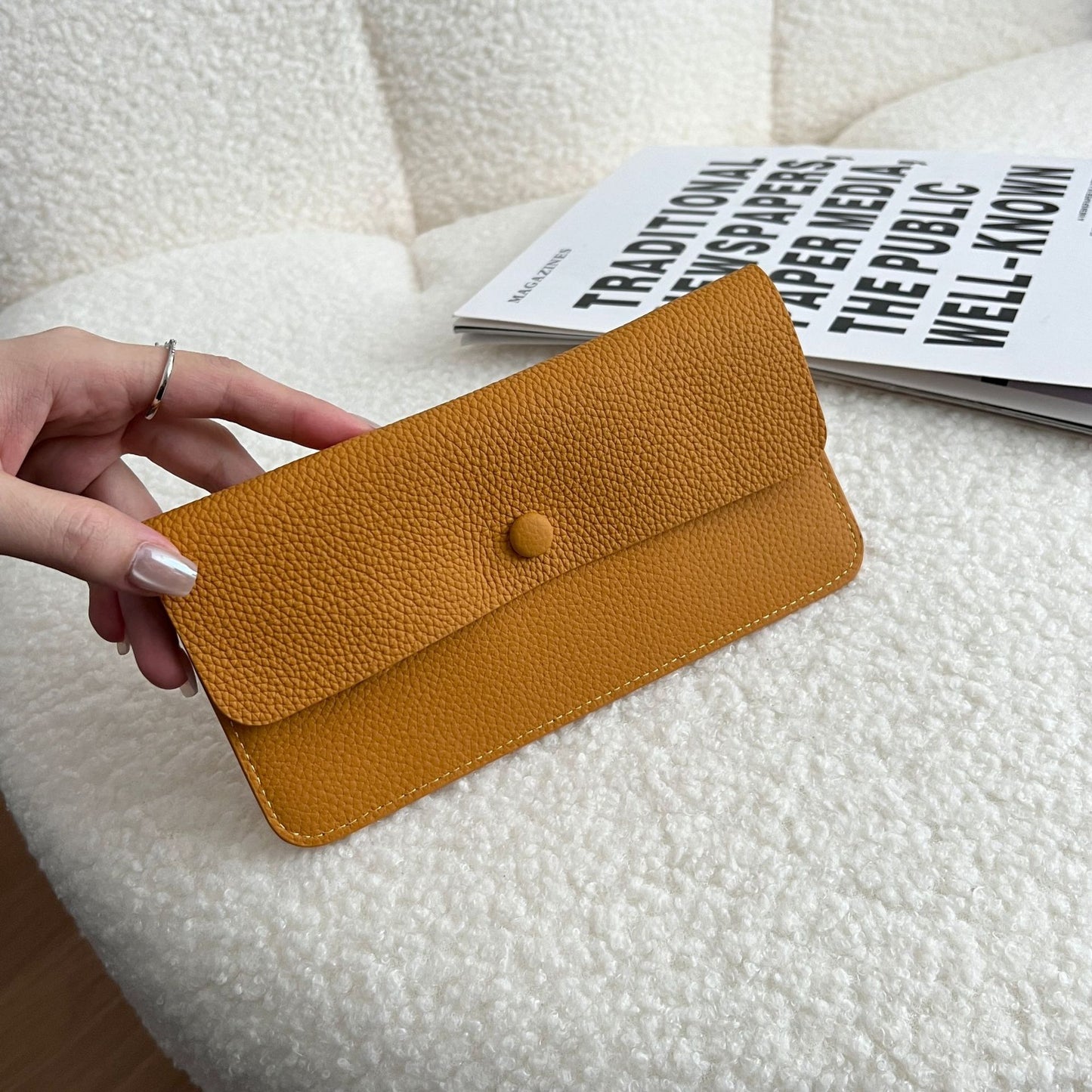 Women's Genuine Leather Long Wallet – Ultra-Thin Slim Card Holder & Bill Organizer (10 Colors)