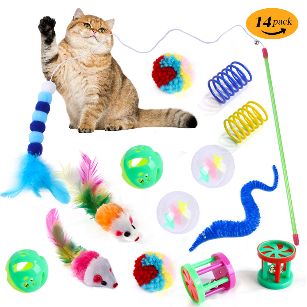 Interactive Cat Toy Set – Tunnel, Feather Wand, Plush Mouse & Sound Toys for Indoor Cats