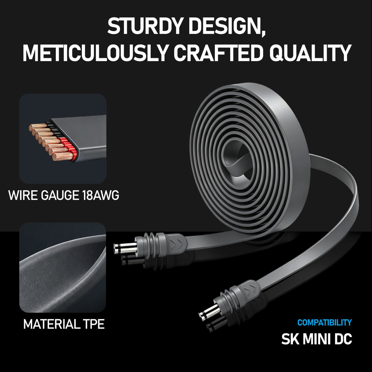Flat Power Extension Cable Compatible with Starlink Mini for RVs