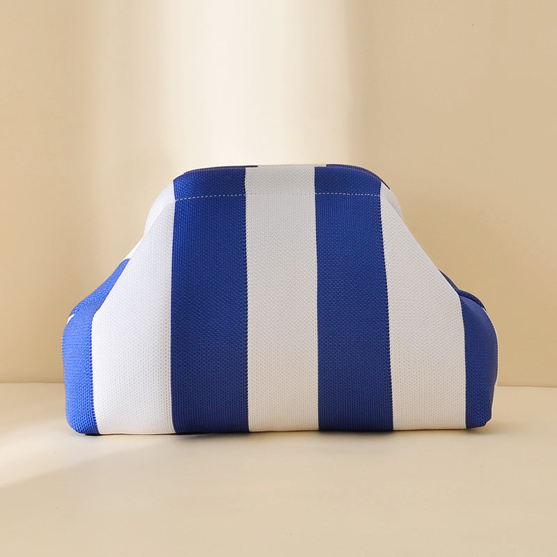 Striped Knitted Clutch Bag | Large Capacity Portable Cosmetic & Beach Bag for Women