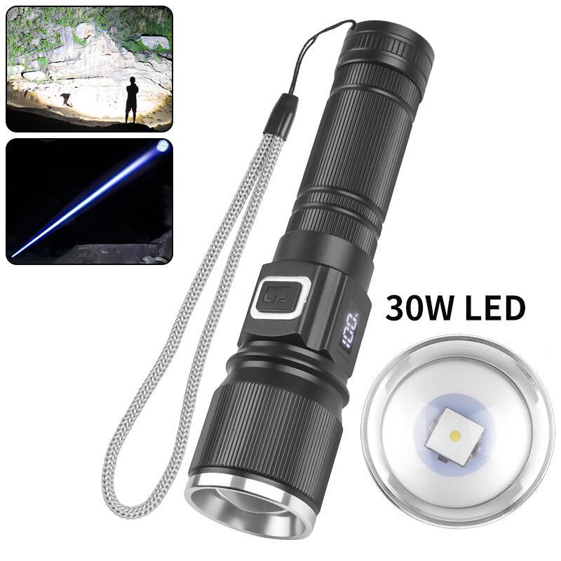 XHP50 LED Tactical Flashlight – USB Rechargeable Zoomable Outdoor Torch (800-1000 Lumens)