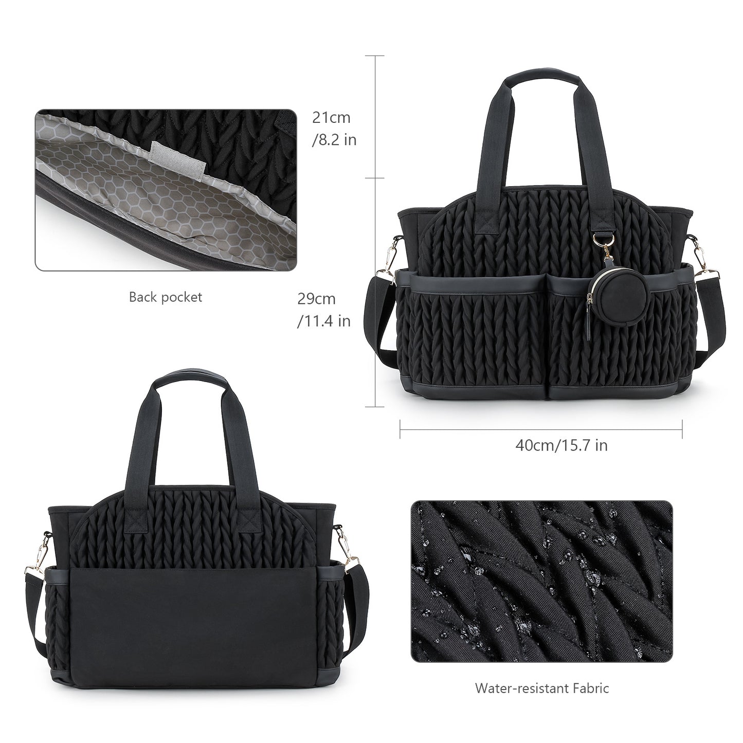 Embroidery Mommy Bag – Shoulder & Portable Diaper Storage Bag, 4 Colors