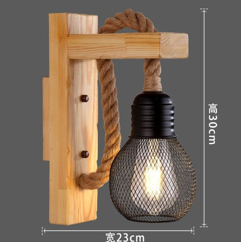 Rustic Wood LED Wall Sconce | Industrial Vintage Wall Lamp for Cafe, Bar, Restaurant & Bedroom