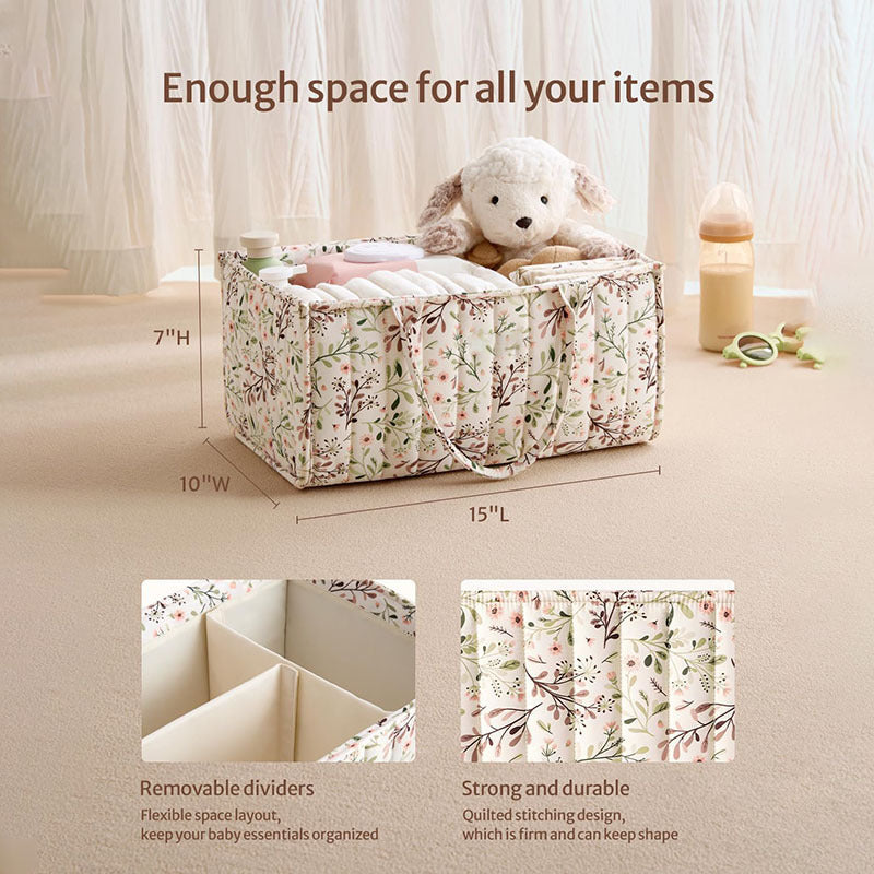 Floral Mommy Bag | Multi-Compartment Diaper Storage Bag | Portable Baby Bag