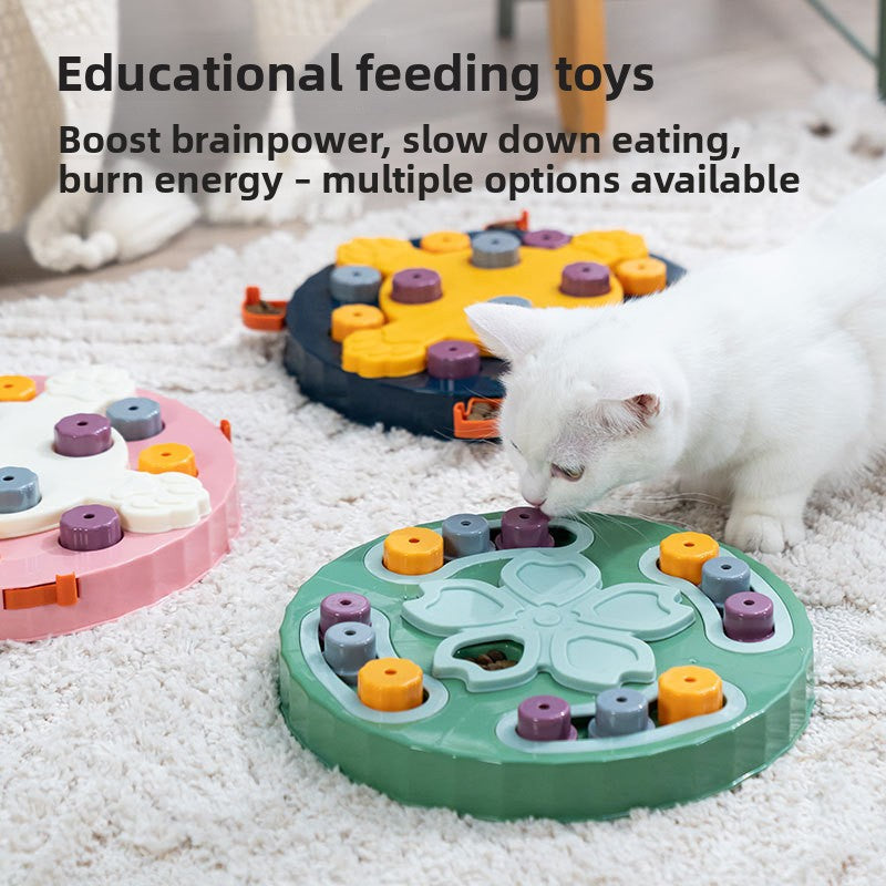 Cherry Blossom Slow Feeder Bowl – Interactive Anti-Gulp Puzzle Bowl for Cats & Dogs | Blue & Green