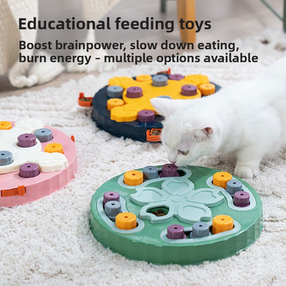 Cherry Blossom Slow Feeder Bowl – Interactive Anti-Gulp Puzzle Bowl for Cats & Dogs | Blue & Green