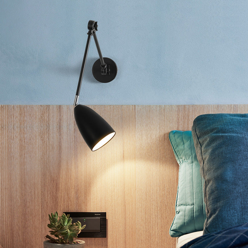 KAWELL Adjustable Swing Arm Wall Lamp - Modern Telescopic Reading Light with Rotating Bracket for Bedroom, Study & Living Room
