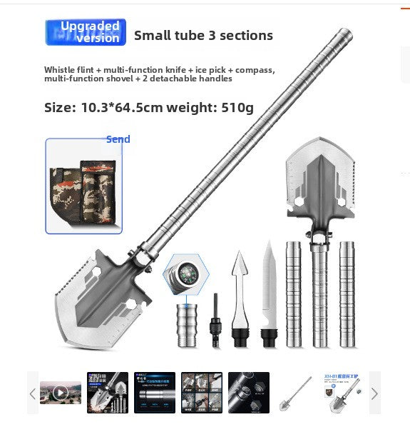 Folding Multifunctional Camping Shovel – Manganese Steel, Portable Outdoor Survival Tool