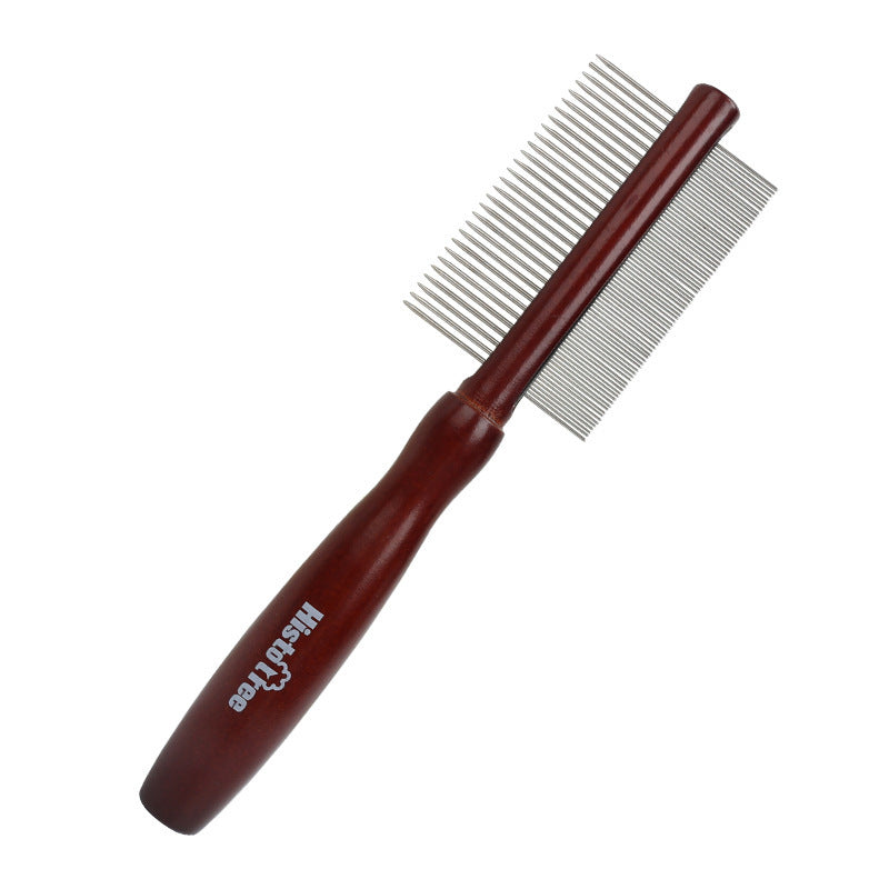 Pet Solid Wood Grooming Comb – Needle, Double-Sided & Rake Comb for Dogs & Cats