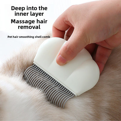 Shell-Shaped Pet Massage Brush - Soft Silicone Grooming Comb for Cat & Dog Hair Removal and Detangling