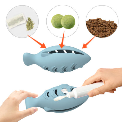 Cat Catnip Toy – Self-Play Grinding Tooth Teaser with Optional Catnip Ball | Blue Green Beige