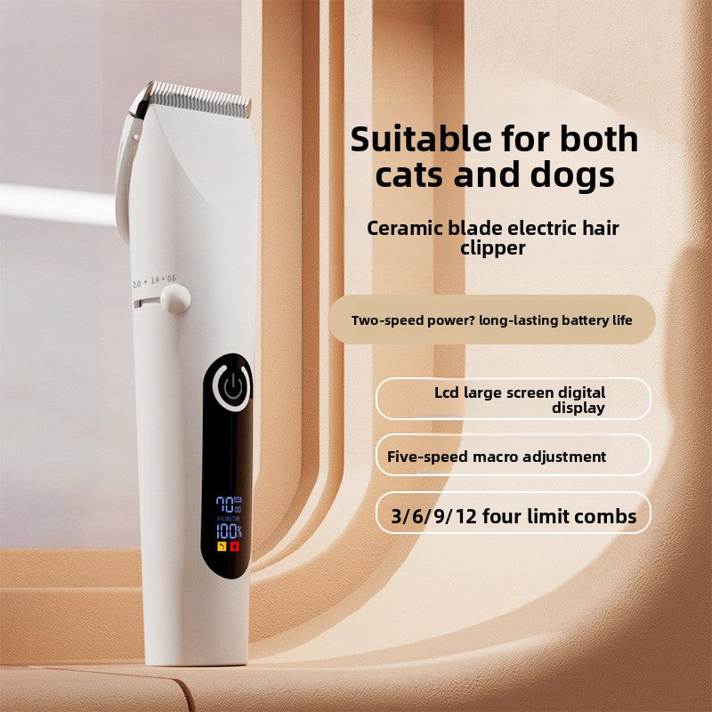 KAWELL Professional Pet Grooming Clippers with Digital Display - Rechargeable Electric Dog & Cat Hair Trimmer for Paws and Body