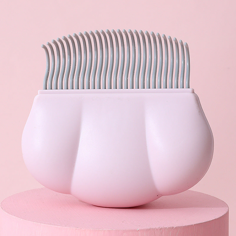 Shell-Shaped Pet Massage Brush - Soft Silicone Grooming Comb for Cat & Dog Hair Removal and Detangling