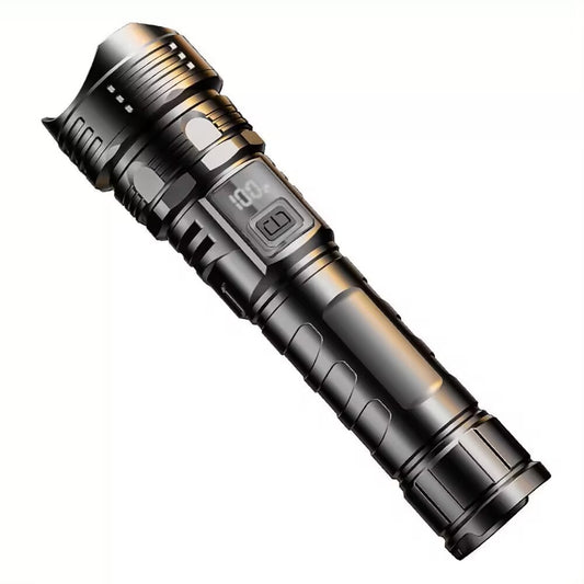 KAWELL High Power White Laser Flashlight – Rechargeable, Zoomable, Digital Display, Outdoor Searchlight