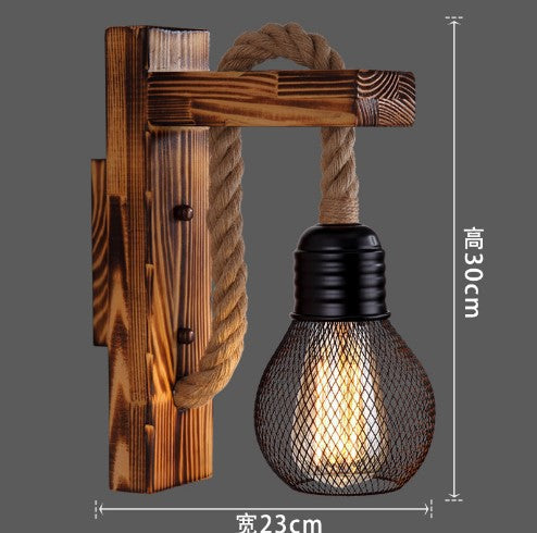 Rustic Wood LED Wall Sconce | Industrial Vintage Wall Lamp for Cafe, Bar, Restaurant & Bedroom