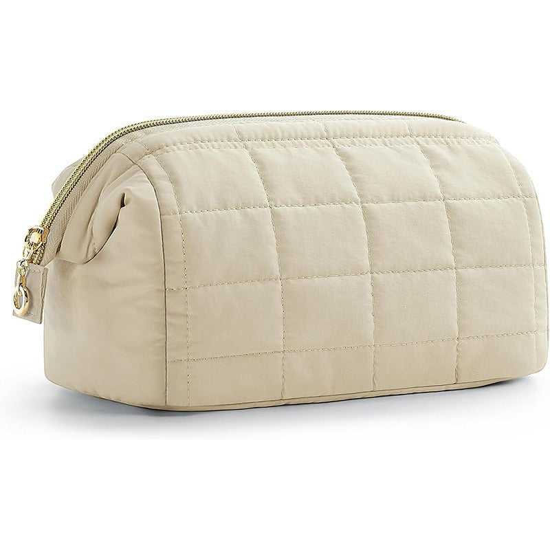 Quilted Cloud Cosmetic Bag — Large Capacity Waterproof Travel Toiletry Organizer | 4 Colors