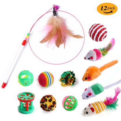 Interactive Cat Toy Set – Tunnel, Feather Wand, Plush Mouse & Sound Toys for Indoor Cats