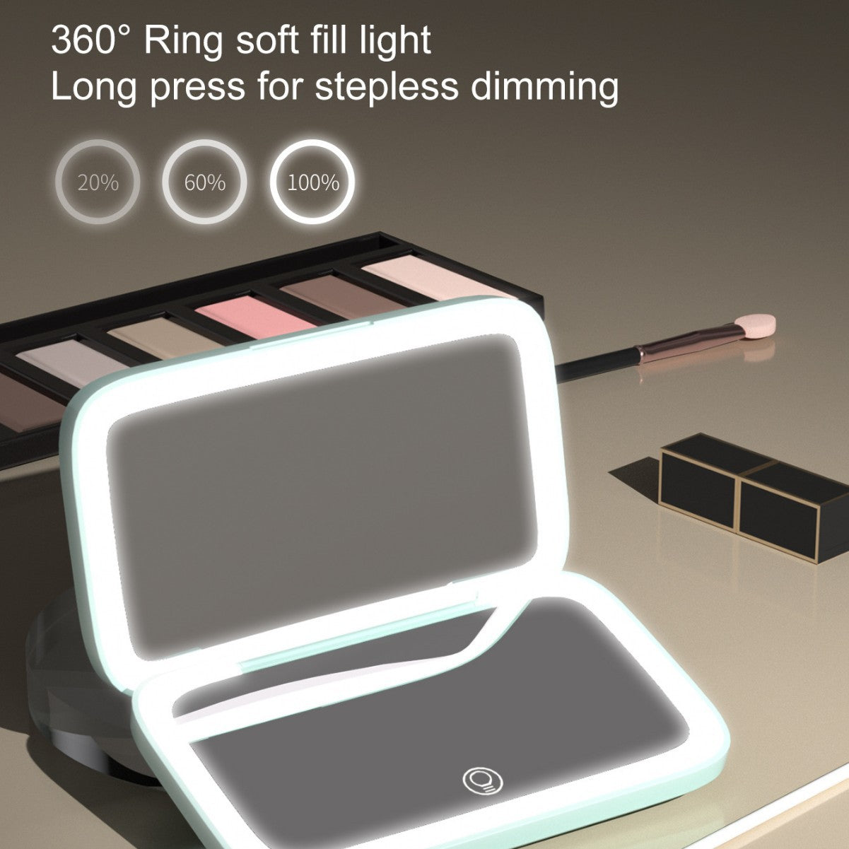 LED Handheld Vanity Mirror – Portable 3-Color Lighting, Single & Double Sided Makeup Mirror