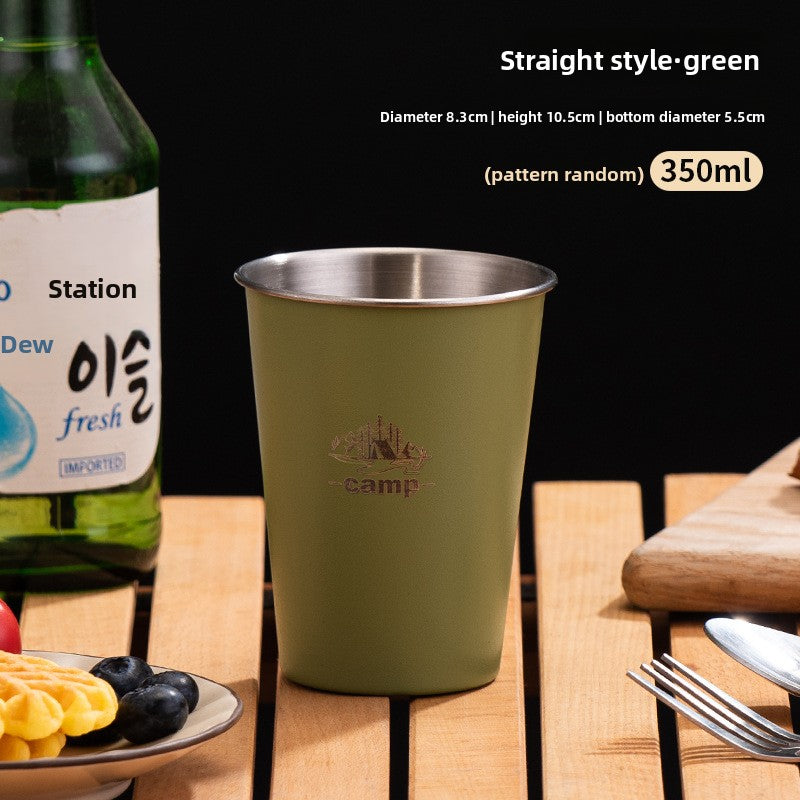 350ml Stainless Steel Camping Cup – Portable Outdoor Mug, 5 Colors + 4-Piece Set