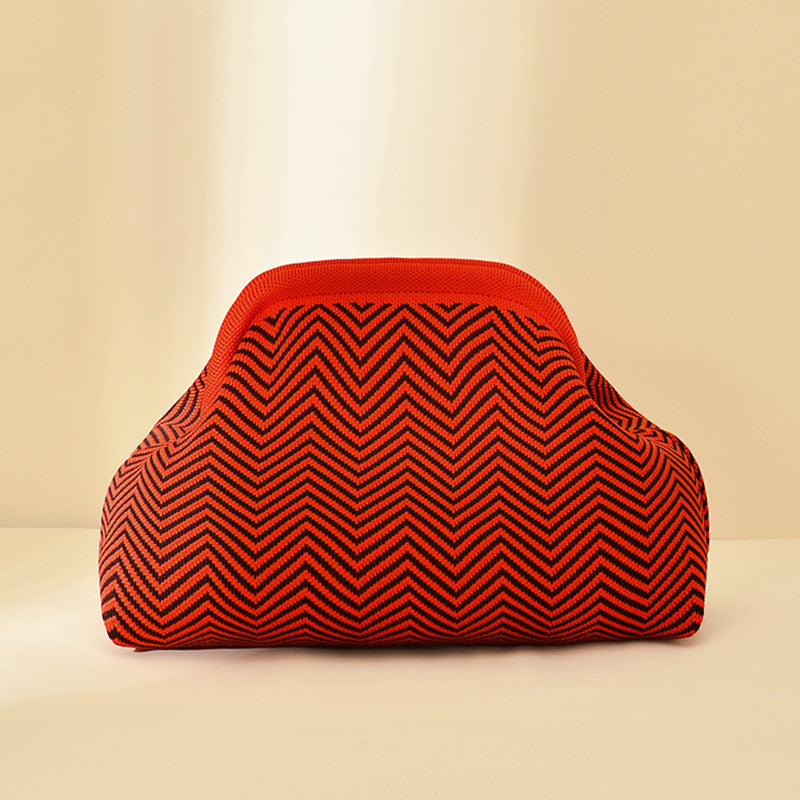 Striped Knitted Clutch Bag | Large Capacity Portable Cosmetic & Beach Bag for Women