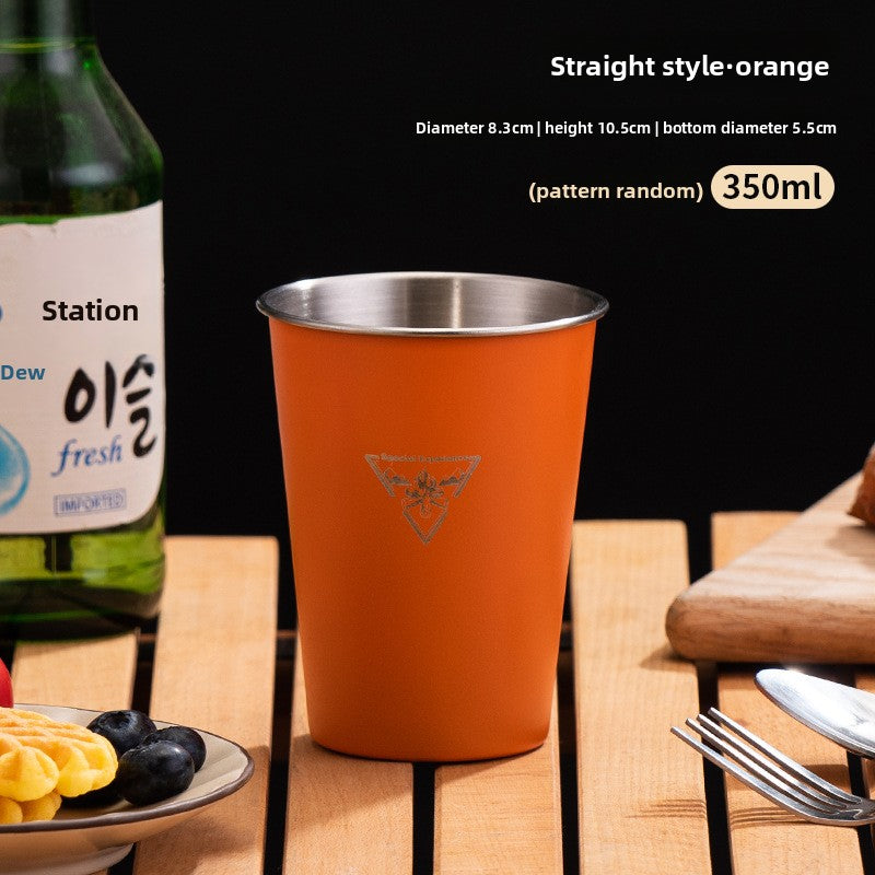 350ml Stainless Steel Camping Cup – Portable Outdoor Mug, 5 Colors + 4-Piece Set