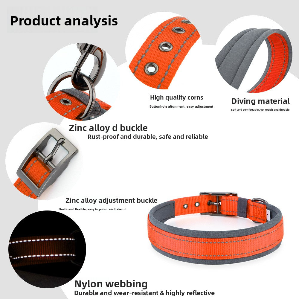 Neoprene Dog Collar – Reflective Comfortable Neck Collar for Small Medium Large Dogs