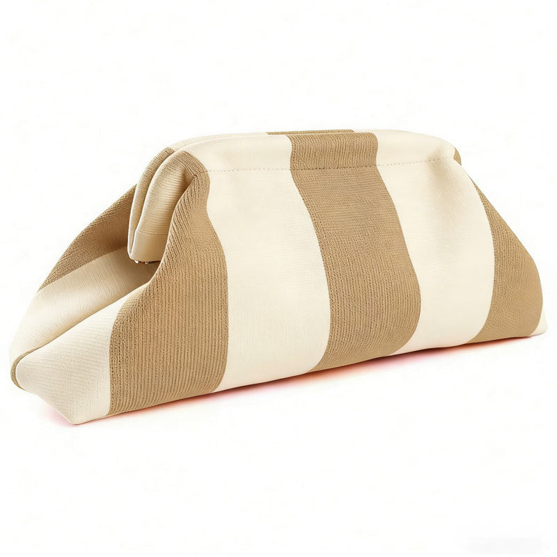 Striped Knitted Clutch Bag | Large Capacity Portable Cosmetic & Beach Bag for Women