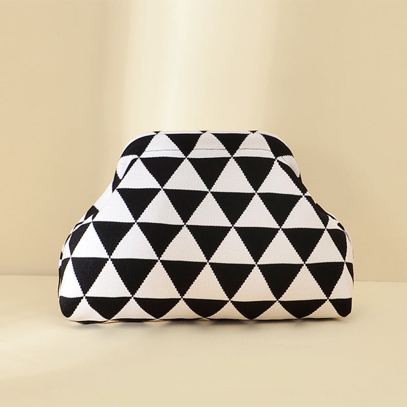 Striped Knitted Clutch Bag | Large Capacity Portable Cosmetic & Beach Bag for Women