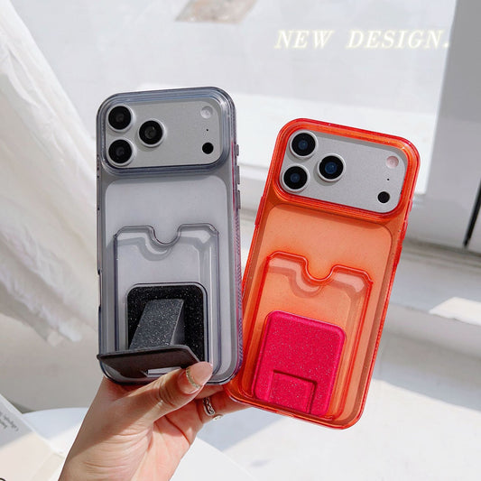 For iPhone 17 Pro Max Glitter Case with Card Holder & Kickstand – Sparkle Wallet Phone Cover