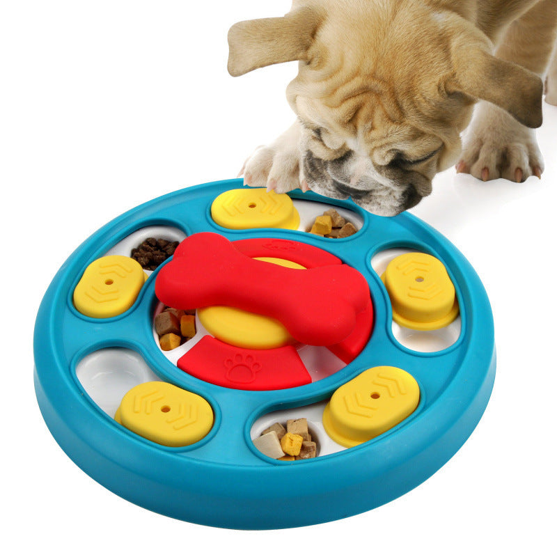 Slow Feeder Dog Bowl | Rotatable Bone-Shaped Puzzle Feeding Plate for Dogs