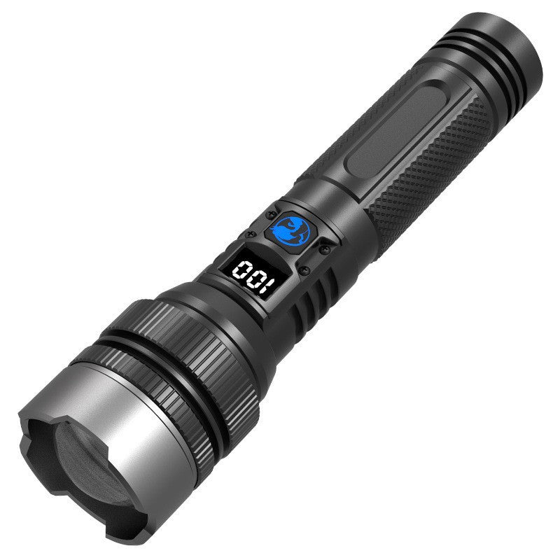 KAWELL High Power White Laser Flashlight – Rechargeable, Zoomable, Digital Display, Outdoor Searchlight