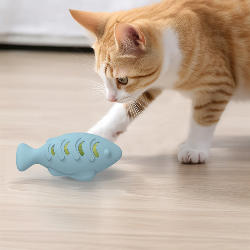 Cat Catnip Toy – Self-Play Grinding Tooth Teaser with Optional Catnip Ball | Blue Green Beige