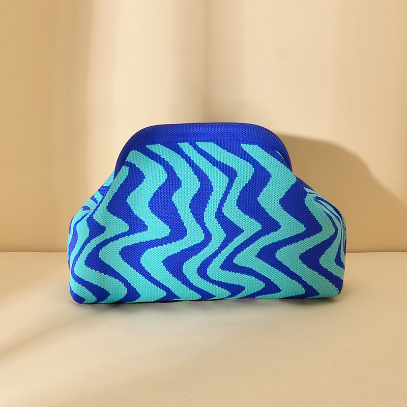 Striped Knitted Clutch Bag | Large Capacity Portable Cosmetic & Beach Bag for Women