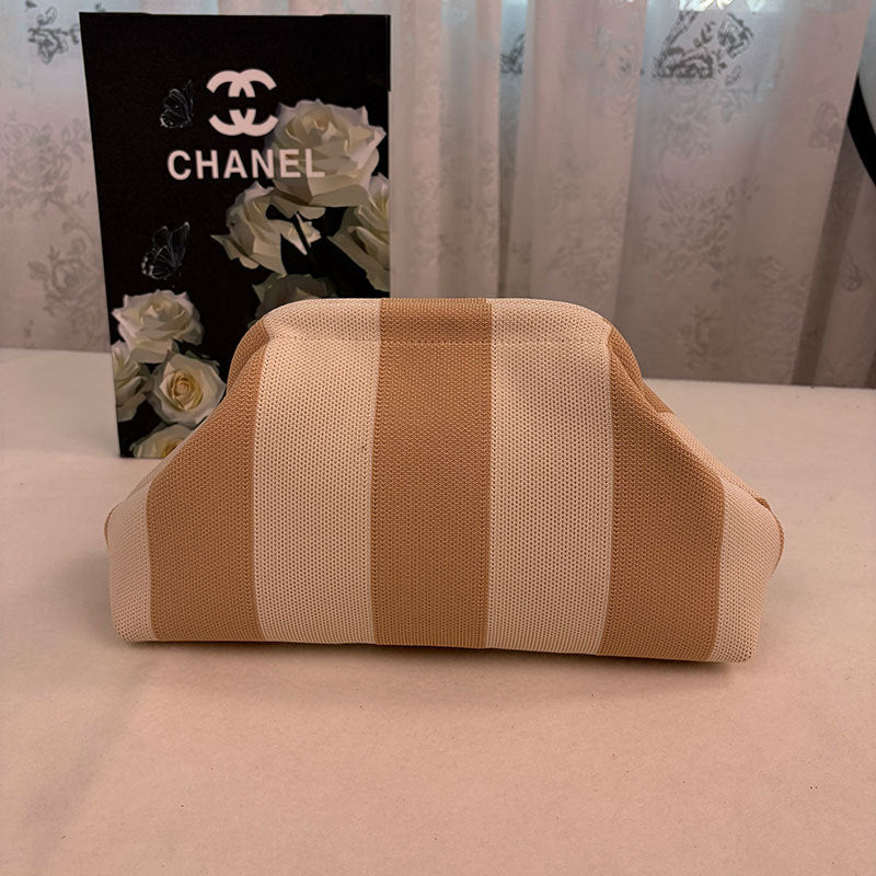 Striped Knitted Clutch Bag | Large Capacity Portable Cosmetic & Beach Bag for Women