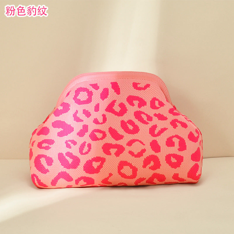 Striped Knitted Clutch Bag | Large Capacity Portable Cosmetic & Beach Bag for Women