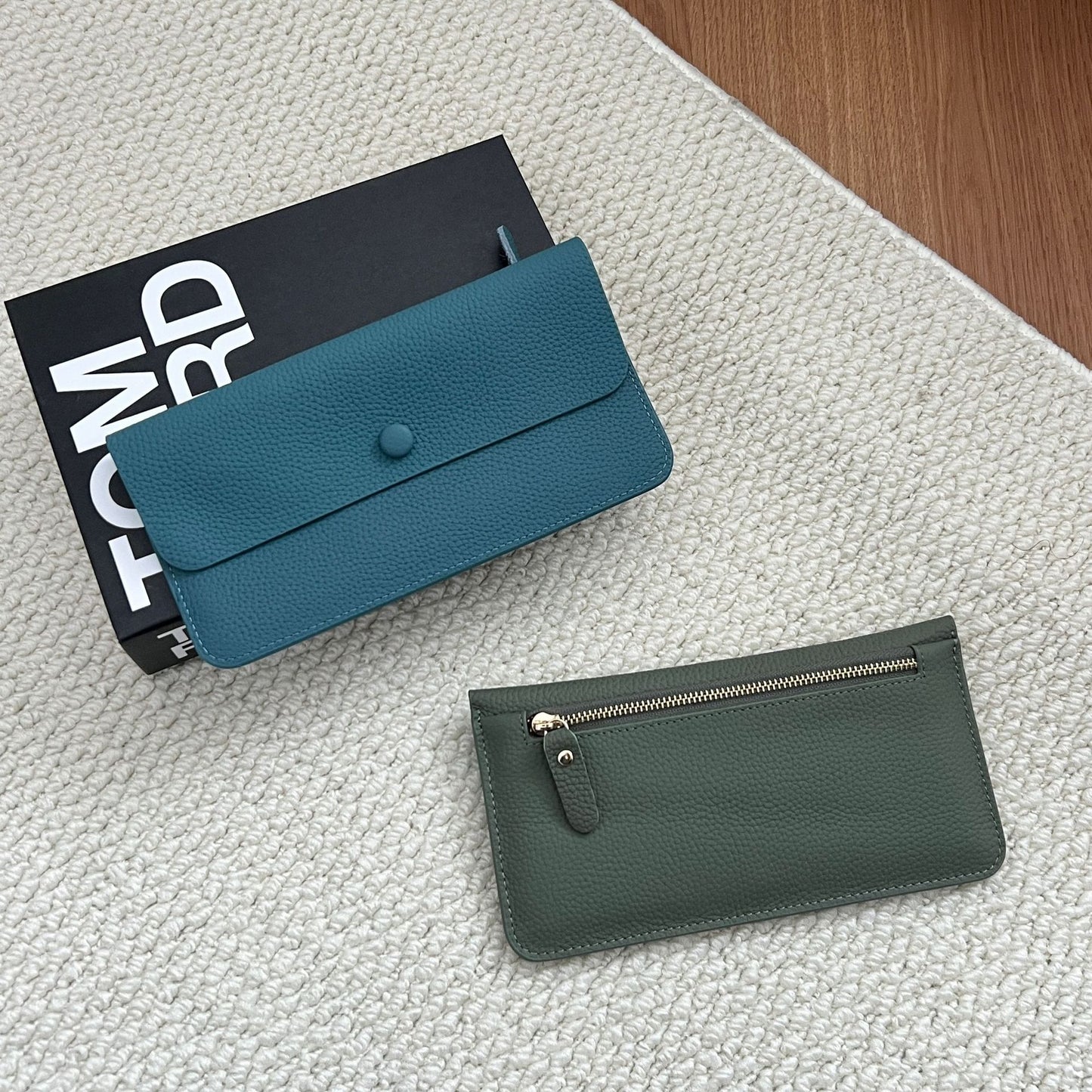 Women's Genuine Leather Long Wallet – Ultra-Thin Slim Card Holder & Bill Organizer (10 Colors)