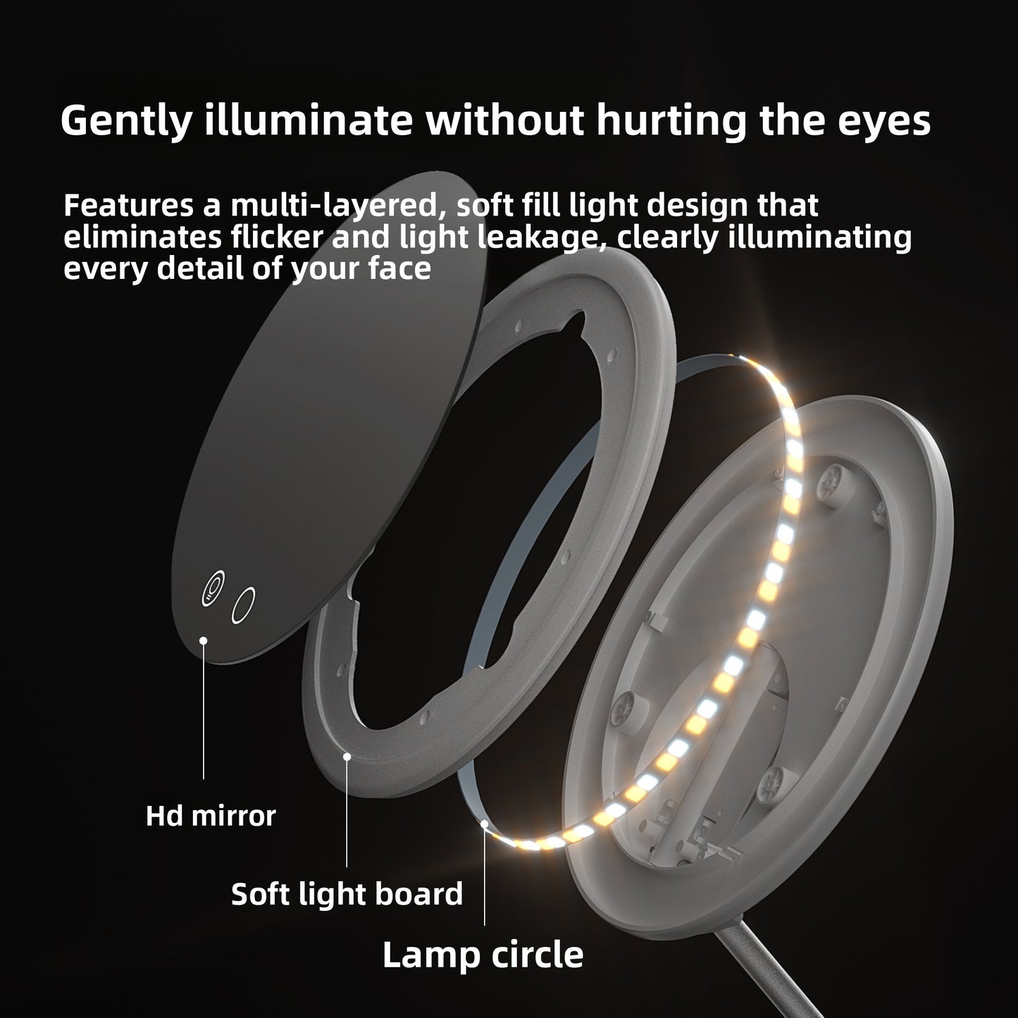 Folding Travel LED Makeup Mirror with Lights — Portable Compact Vanity Mirror (MR-L1051C)