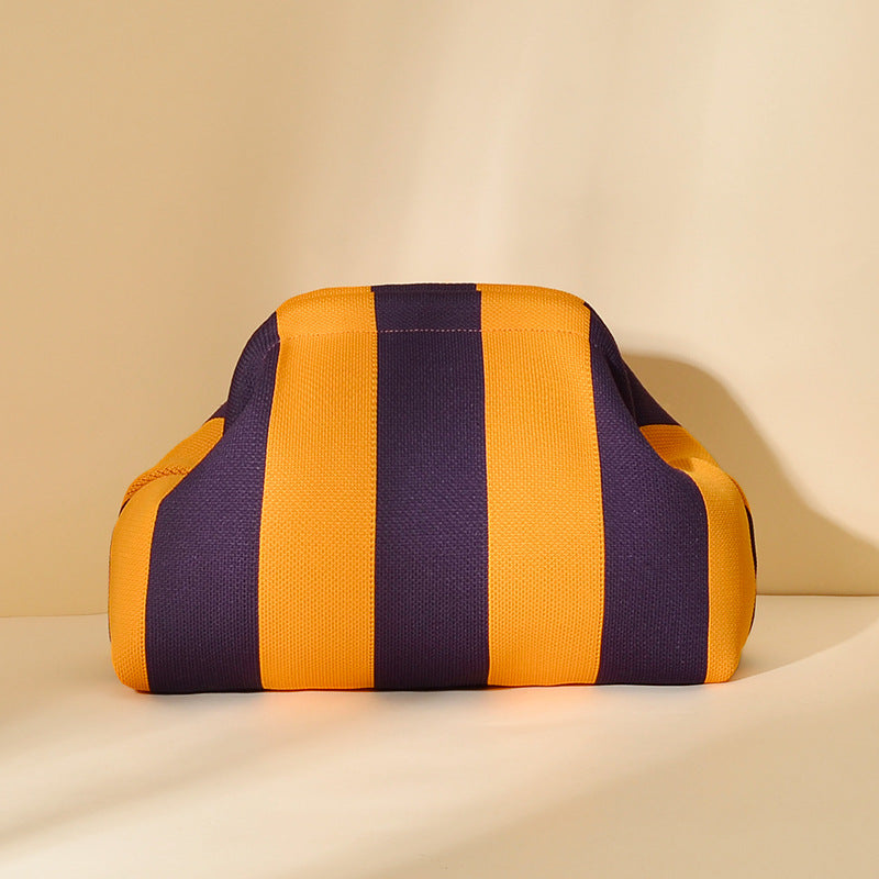 Striped Knitted Clutch Bag | Large Capacity Portable Cosmetic & Beach Bag for Women