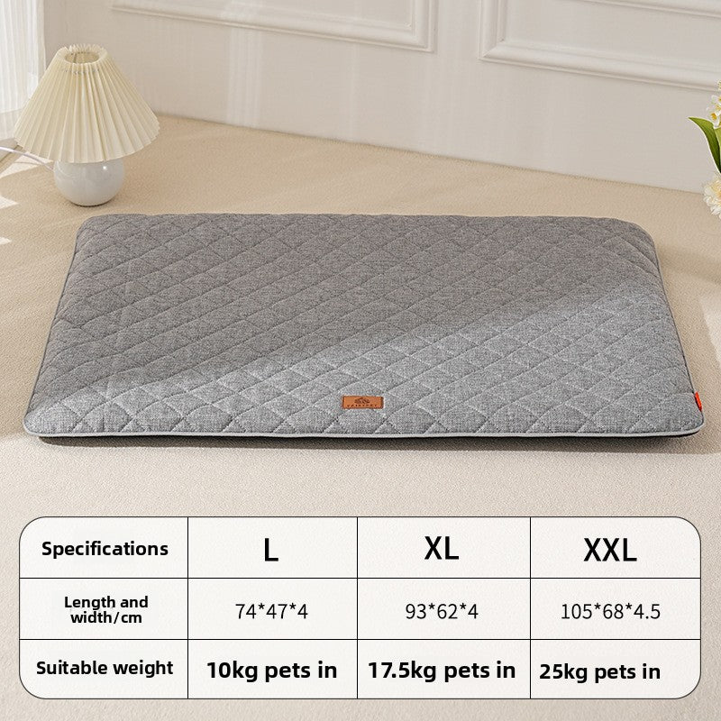 Linen Dog Mat – Washable, All-Season Pet Kennel Pad for Dogs & Cats (L Size)