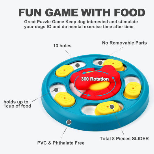 Slow Feeder Dog Bowl | Rotatable Bone-Shaped Puzzle Feeding Plate for Dogs