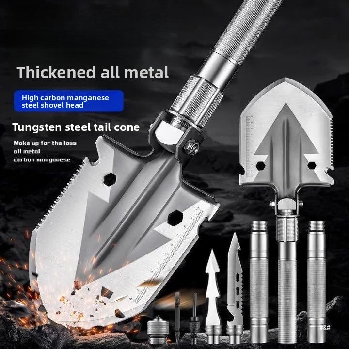 Folding Multifunctional Camping Shovel – Manganese Steel, Portable Outdoor Survival Tool