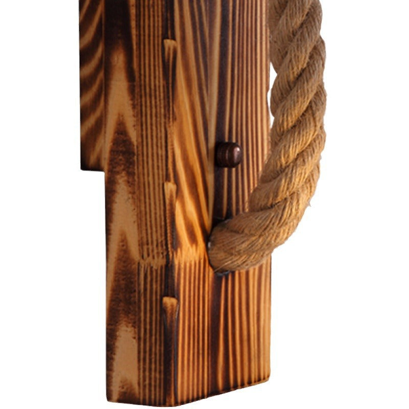 Rustic Wood LED Wall Sconce | Industrial Vintage Wall Lamp for Cafe, Bar, Restaurant & Bedroom