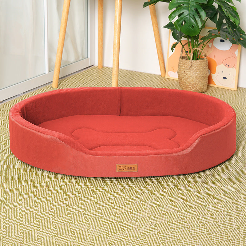 KAWELL Fleece Dog Nest Bed – Bite-Resistant Oxford Cloth, Waterproof, 4 Colors