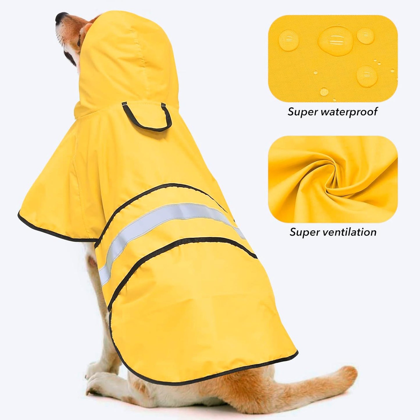 Dog Raincoat with Reflective Strip – Waterproof Jacket for Small to Large Dogs