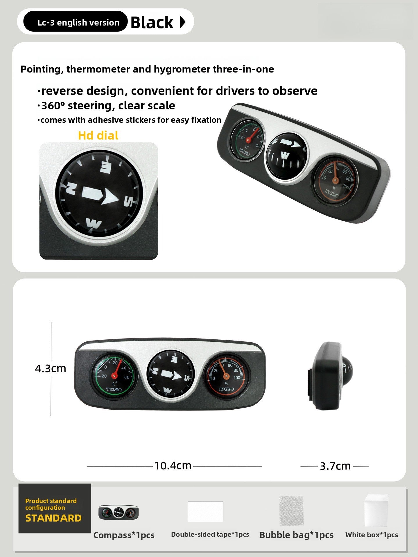 KAWELL High Precision Multifunctional Compass – Luminous, Car & Outdoor Hiking Navigation
