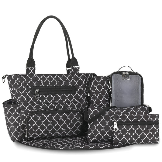 Large Capacity Mommy Diaper Bag Set – Multifunctional Handbag with Stroller Hook, Bottle Bag & Changing Pad | 6 Colors