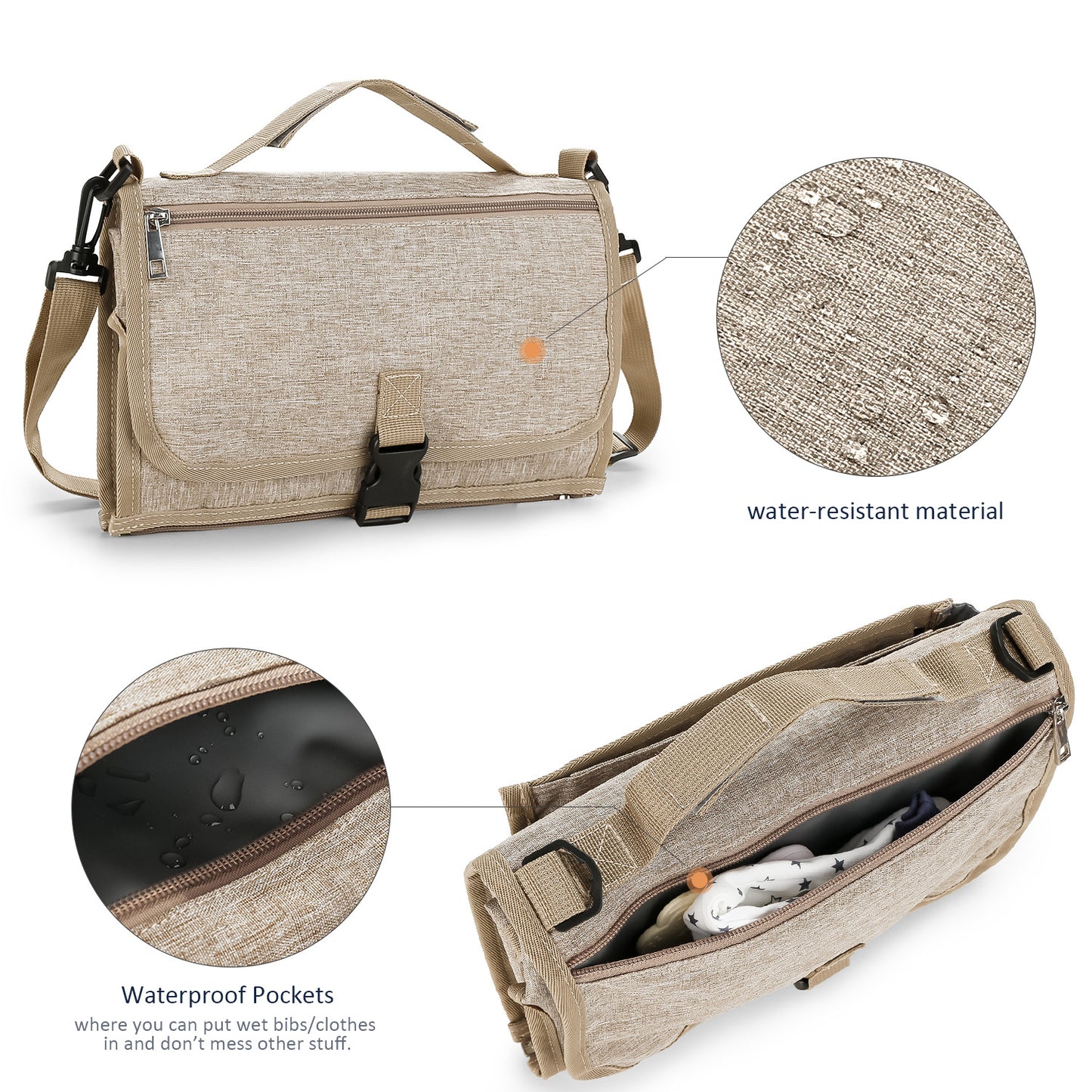 Large Portable Baby Diaper Changing Pad – Waterproof Foldable Mat with Shoulder Strap & Wipe Pocket