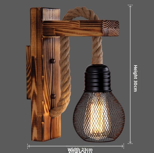Rustic Wood LED Wall Sconce | Industrial Vintage Wall Lamp for Cafe, Bar, Restaurant & Bedroom